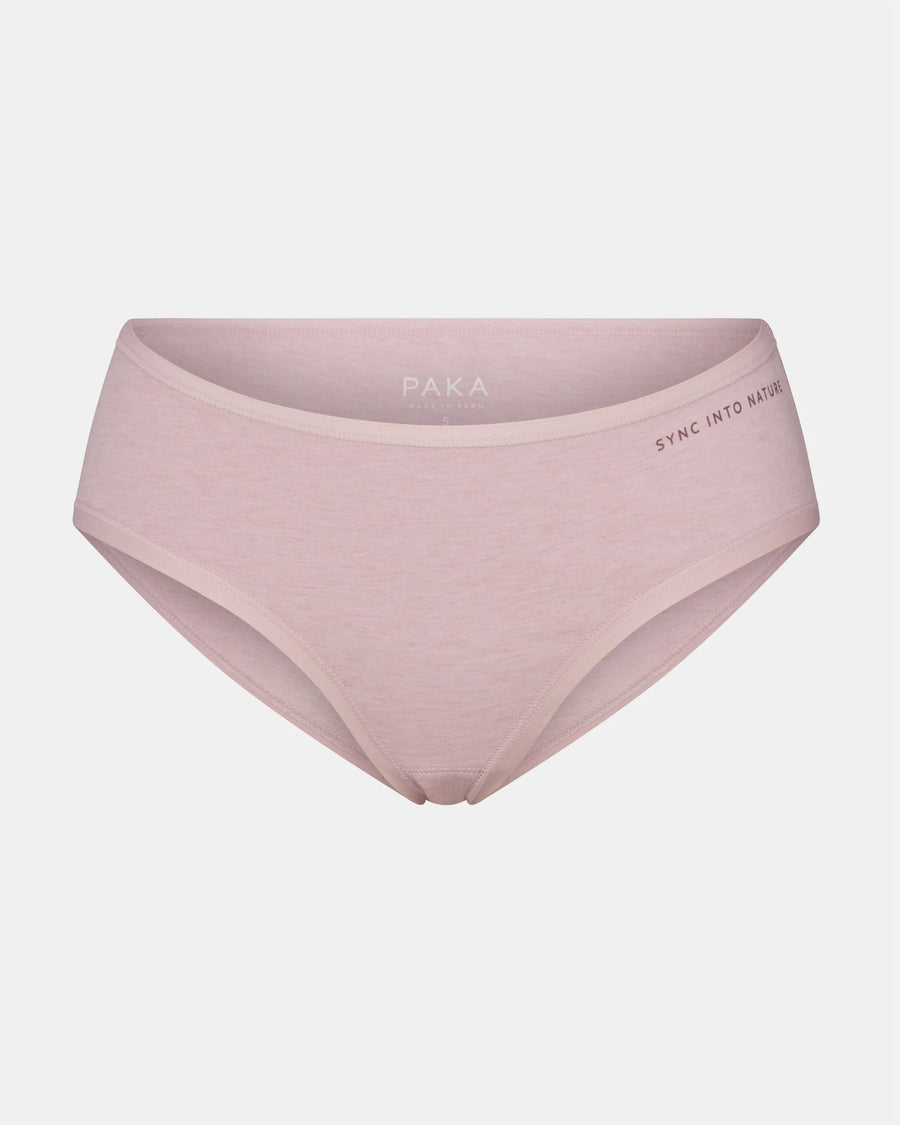 Front view of Women’s Essential mid-rise brief in lilac showing mid-rise cut and smooth heathered fabric on light gray background