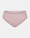 Front view of Women’s Essential mid-rise brief in lilac showing mid-rise cut and smooth heathered fabric on light gray background