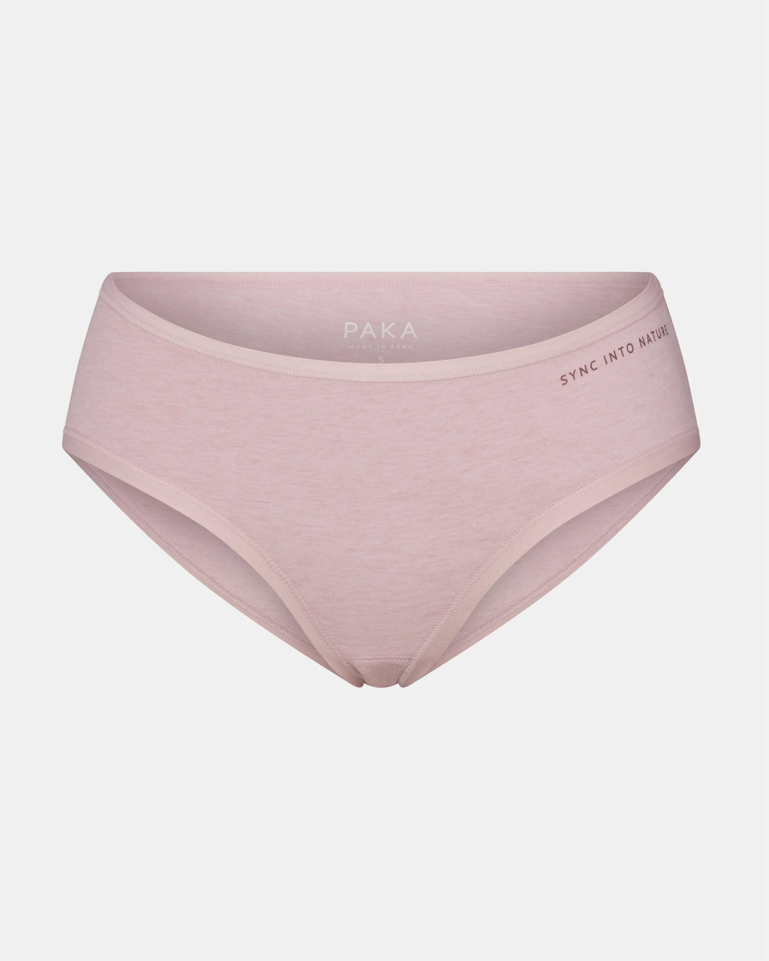 Front view of Women’s Essential mid-rise brief in lilac showing mid-rise cut and smooth heathered fabric on light gray background