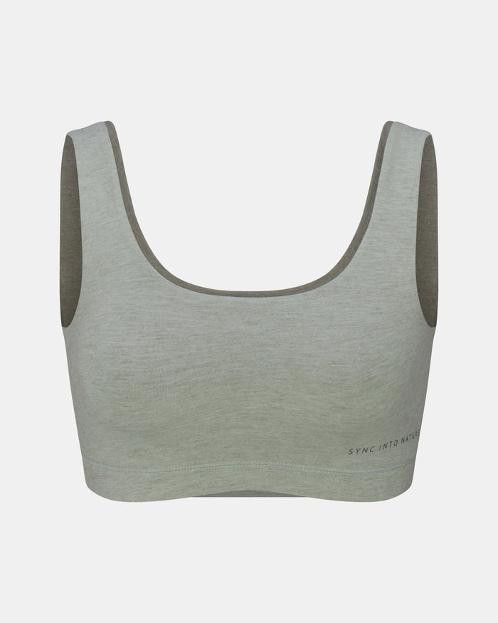 PAKA Women's Scoop Bralette in Lichen on a light gray background