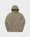 Front view of Women’s Sol Hoodie in elm showing three-panel hood and long sleeves on light gray background
