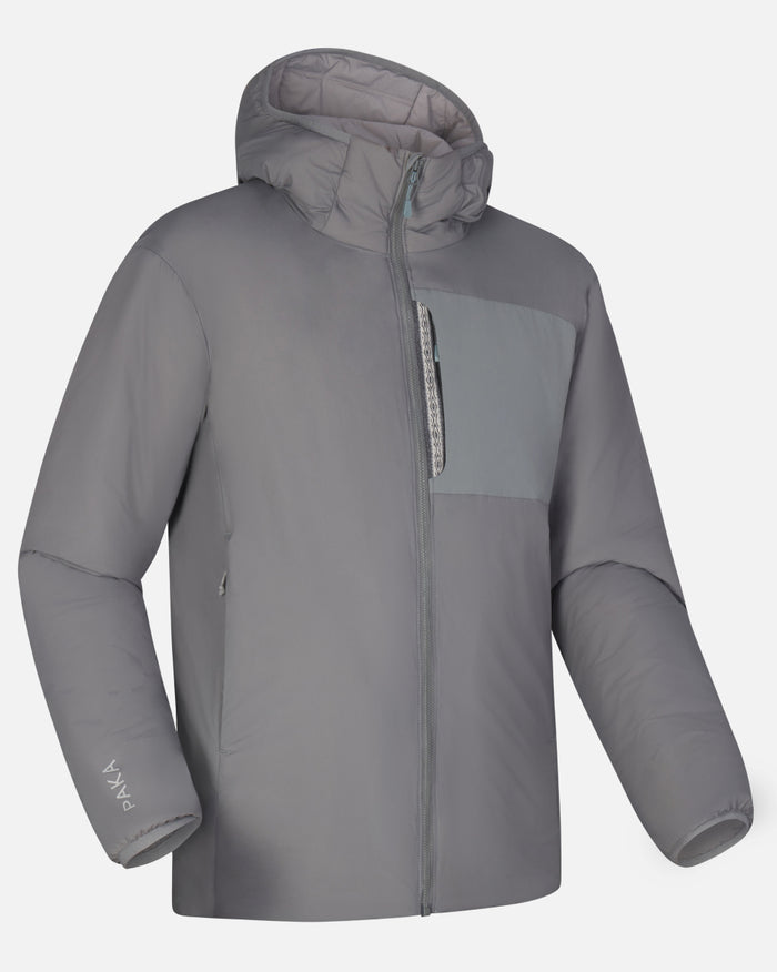 Apu Storm / Grey Men's Warm Yet Lightweight Puffer Jacket with Natural PAKAFILL® Alpaca Insulation – PAKA Apparel