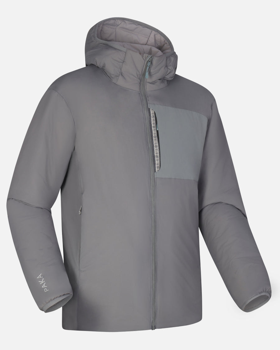 Apu Storm / Grey Men's Warm Yet Lightweight Puffer Jacket with Natural PAKAFILL® Alpaca Insulation – PAKA Apparel