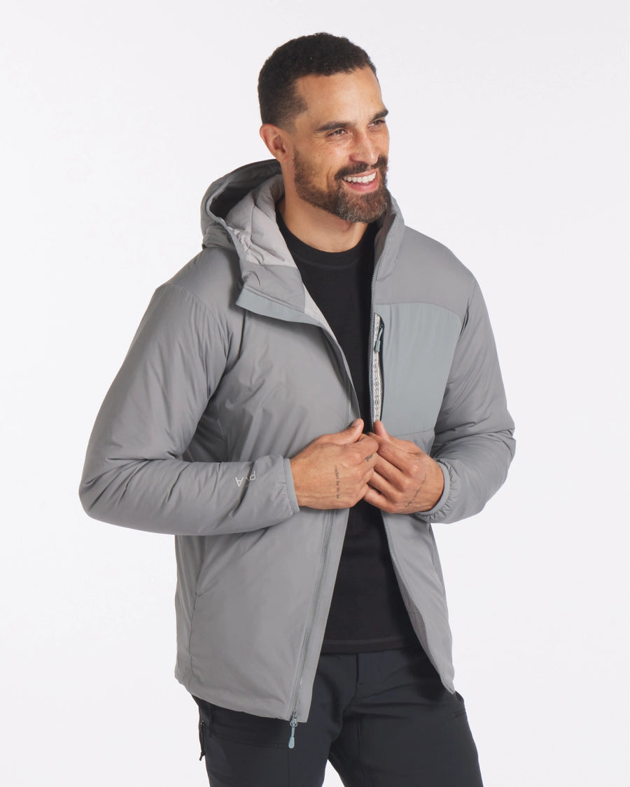Smiling Man in Storm / Grey Apu Hooded Lightweight Puffer Jacket – PAKA Apparel