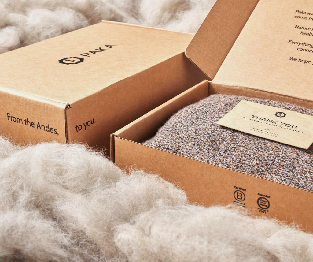 A Paka's order. There is a sweater inside our biodegradable boxes and includes a "thank you" card