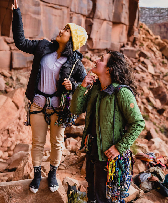 Two women looking at the rocks