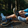 Our lichen Ankle alpaca socks outdoors