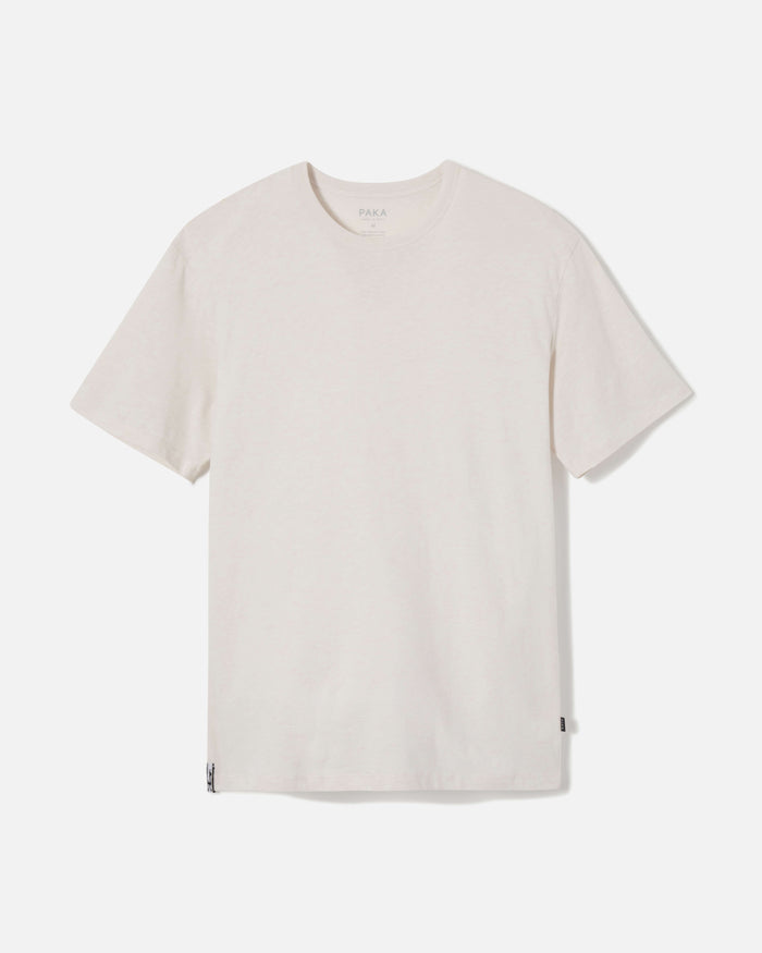 White / Cream Men’s Lightweight Alpaca Wool T-Shirt - PAKA Apparel